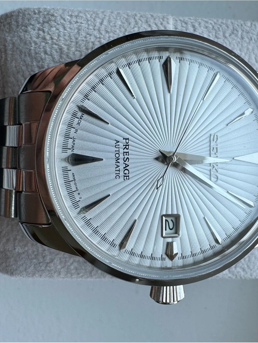 Seiko Presage Silver Sunburst Dial Stainless Watch